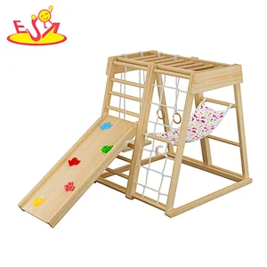 Montessori indoor large sports equipment wooden swing and climbing frame set for children W01F011