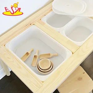 Customize cartoon white wooden sand and water table for children W08G333