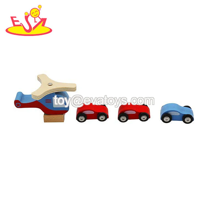 Personalisieren Sie Kinder Vorschule hölzernes Auto Parkplatz Spielzeug mit Aufzug, Autos und Hubschrauber W04B110