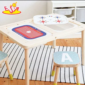 Customize cartoon white wooden sand and water table for children W08G333