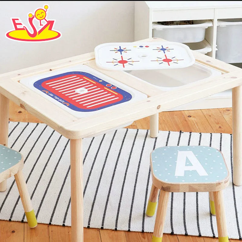 Customize cartoon white wooden sand and water table for children W08G333