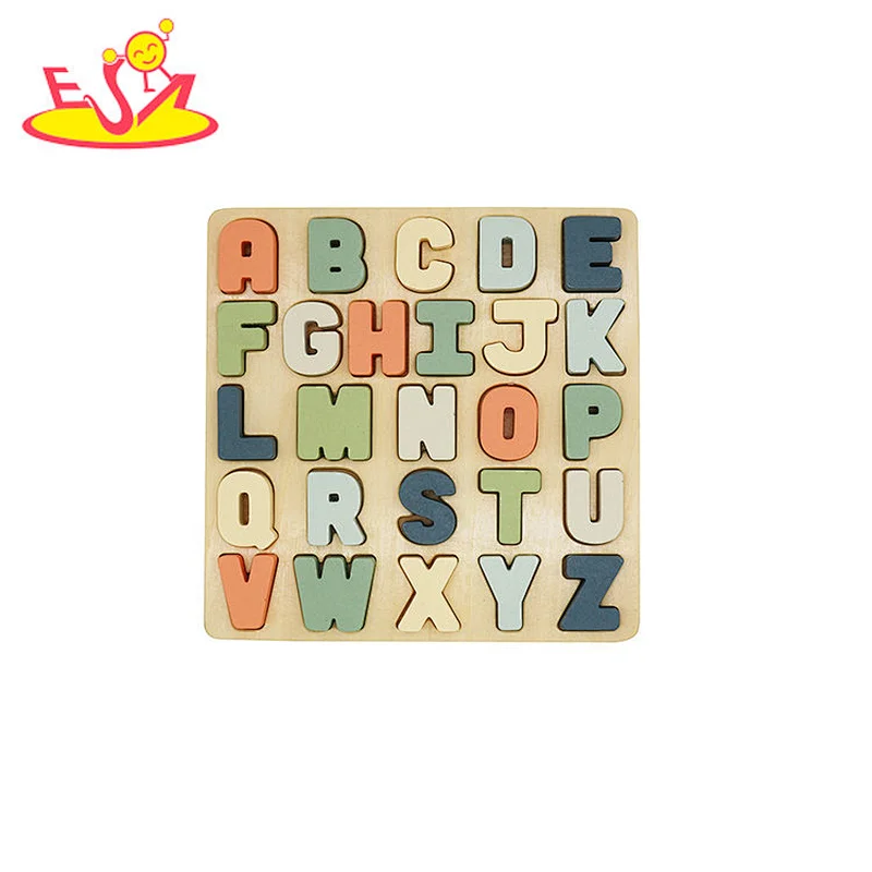 2022 New arrival educational learning toys wooden alphabet puzzle board for kids W14B152