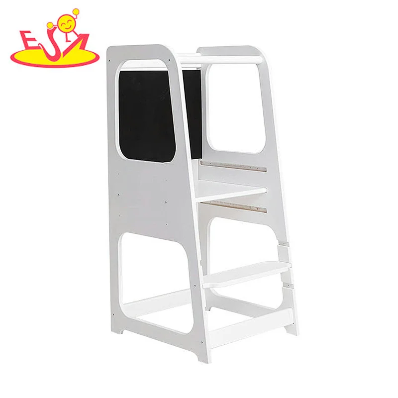 Most popular foldable kitchen helper wooden montessori learning tower for children W08G349