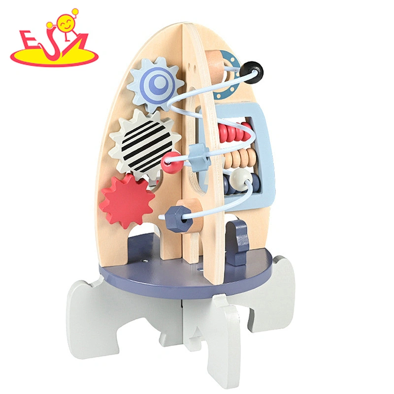 2022 Customize educational toys wooden activity rocket playset for kids W12D344