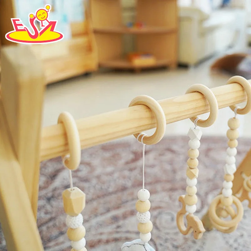 Natural beech infant wooden play gym toys with teething toys W08K356