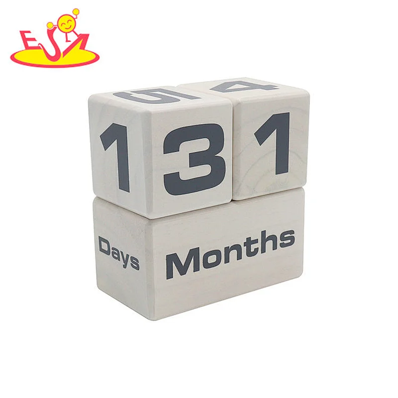Montessori desktop decoration wooden desk calendar block for sale W13A266