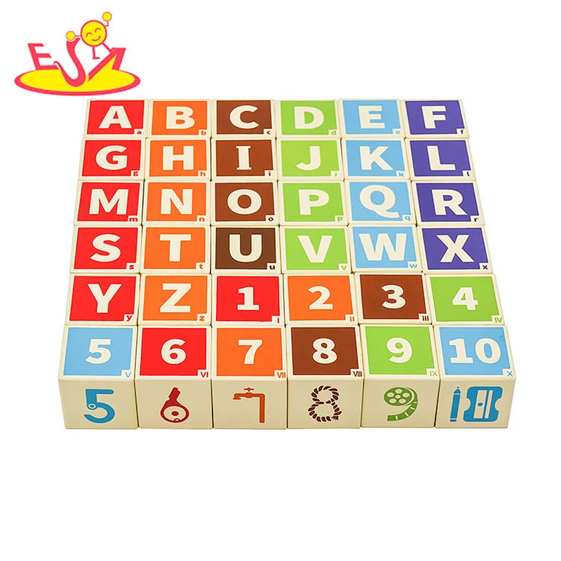 Montessori educational learning wooden abc blocks for kids W13A198
