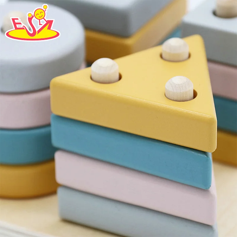 2022 New educational stacking wooden shape sorter blocks for kids W13D381