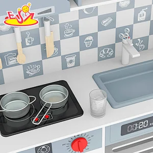 Heißer Verkauf Kleinkind vorgeben Kochen Spiel Set Kinder Holz Küche Spielzeug mit Klängen Licht für Jungen W10C727