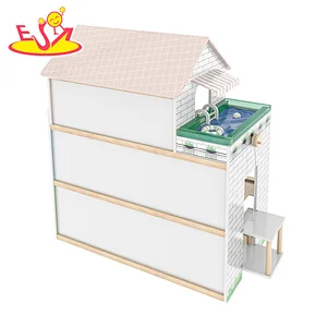 Factory Customize girls miniature wooden doll house with elevator W06A470