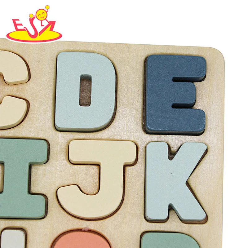 2022 New arrival educational learning toys wooden alphabet puzzle board for kids W14B152