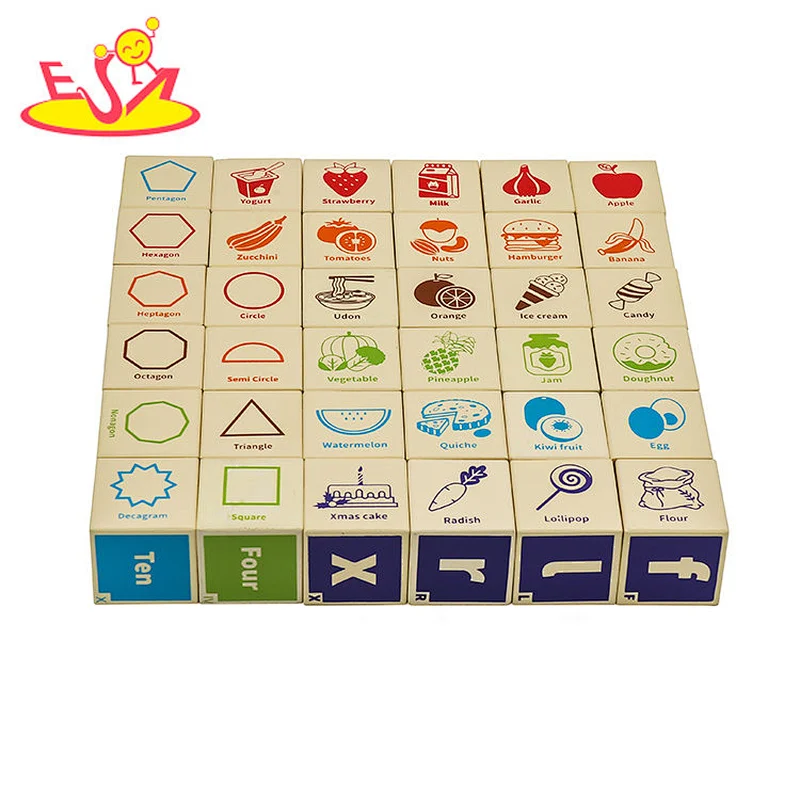 Montessori educational learning wooden abc blocks for kids W13A198