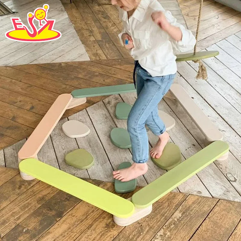 2022 High quality garden playground wooden outdoor climbing frame for kids W01D148