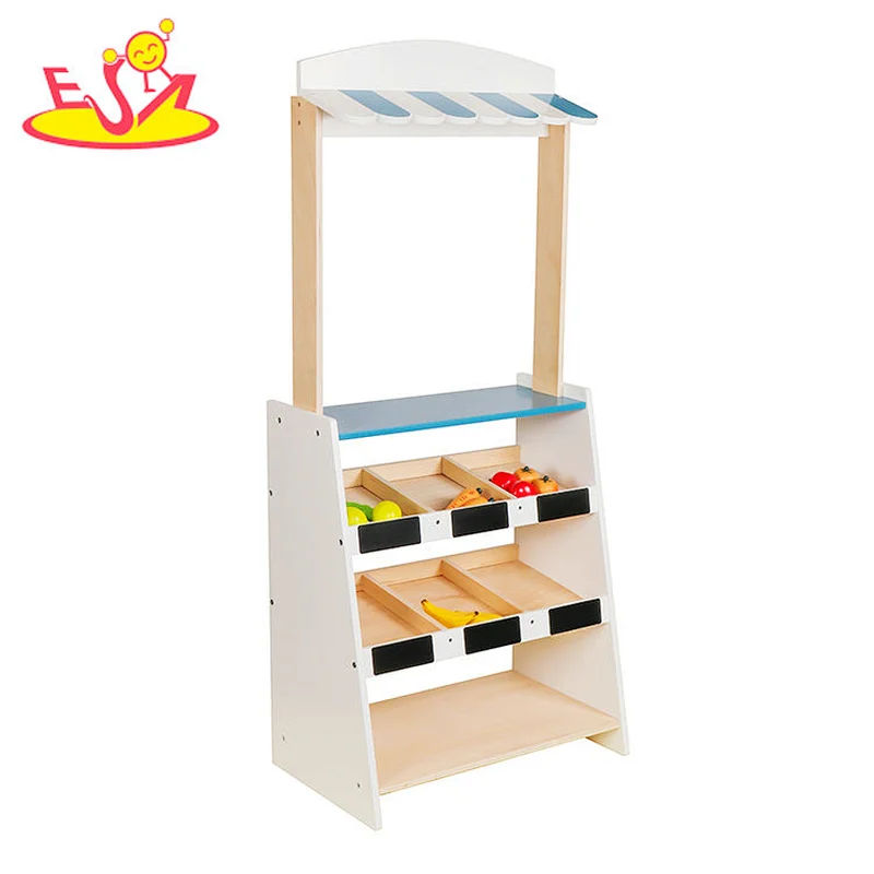Hot selling pretend play wooden supermarket set toys for kids W10A107