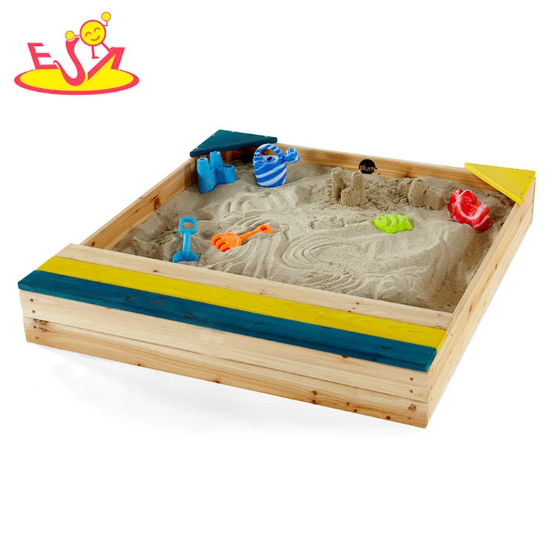 Kinder Garten Spielplatz kleiner hölzerner Indoor Sandkasten mit Bank W01D158