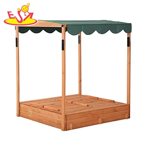 Garden sandbox kids play wooden boat sandpit with lid W01D164