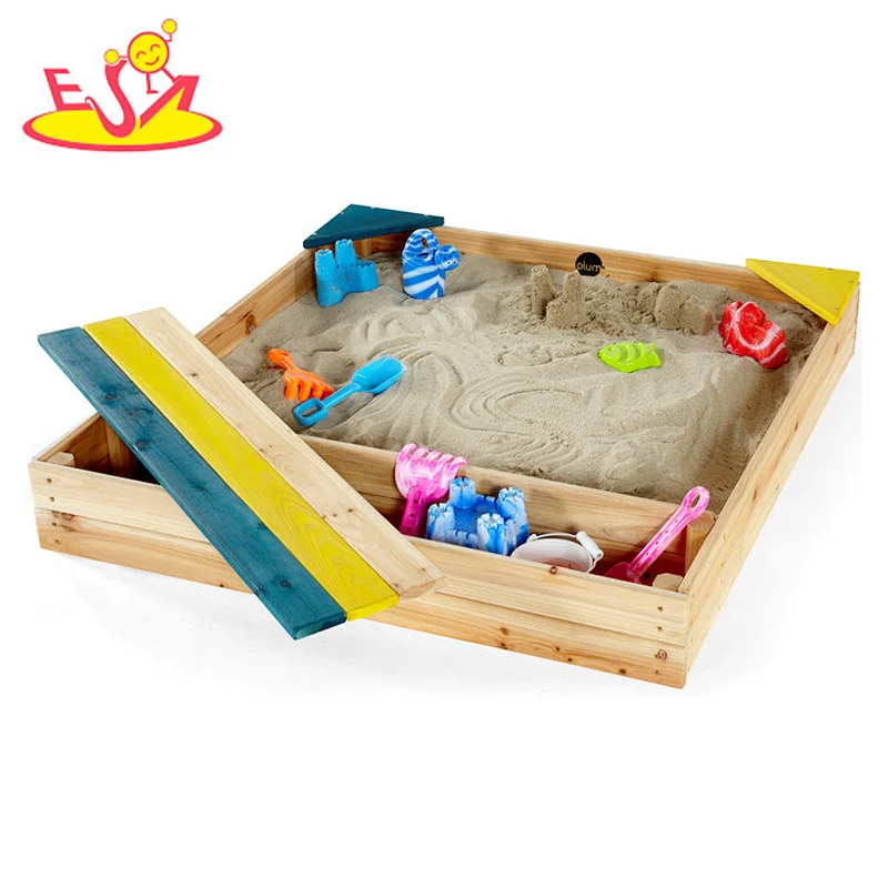 Kinder Garten Spielplatz kleiner hölzerner Indoor Sandkasten mit Bank W01D158