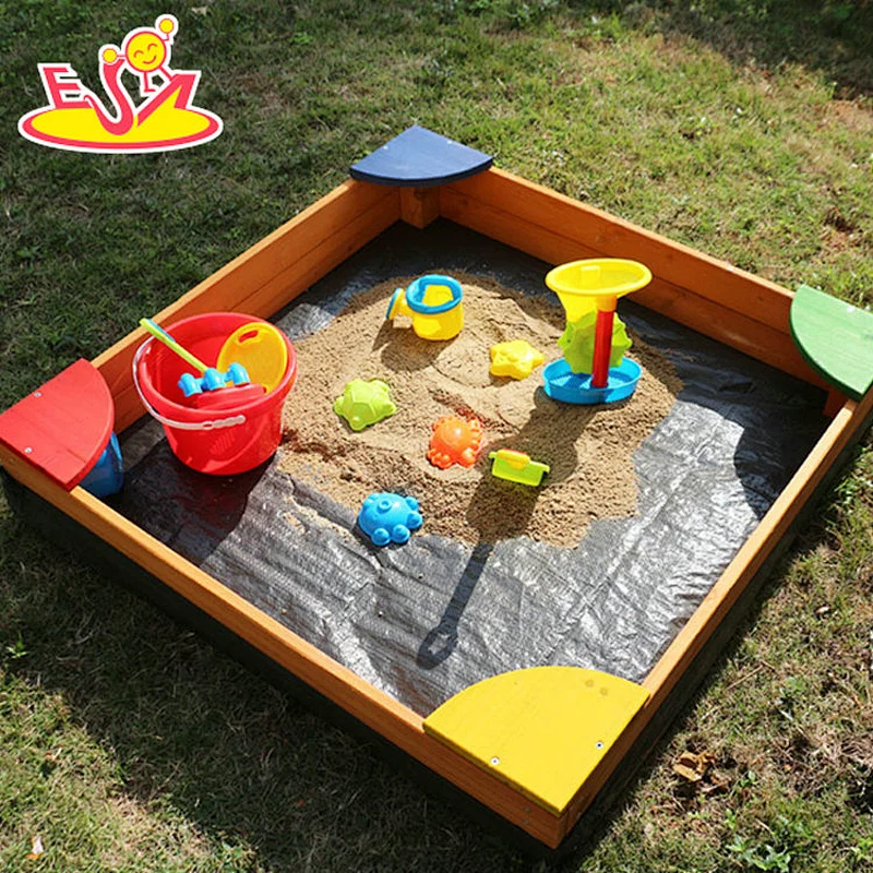 Kinder Garten Spielplatz kleiner hölzerner Indoor Sandkasten mit Bank W01D158