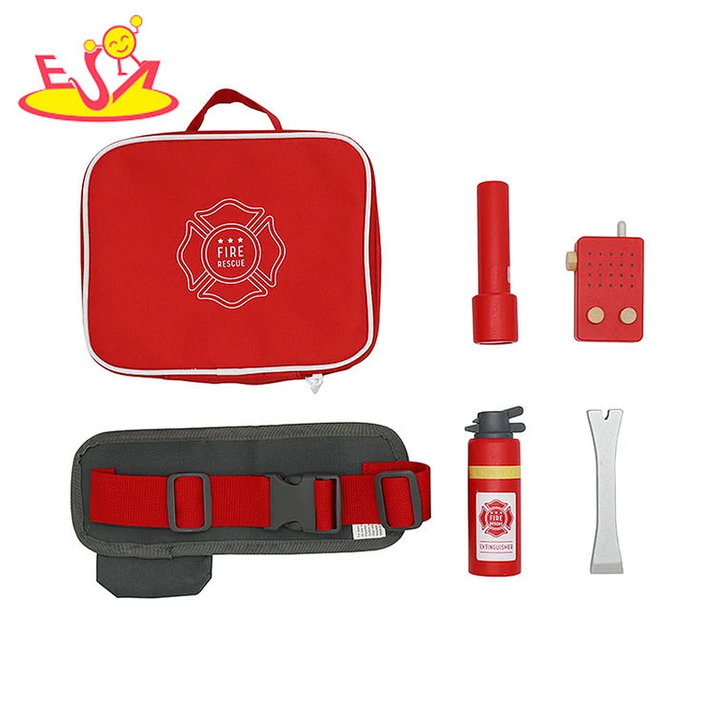 Early educational toy pretend play toy wooden fire alarm suit toy for kids W10D455