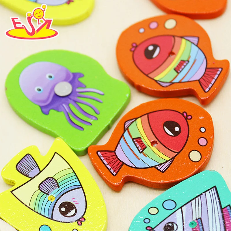 Early Educational Baby Hand Movement Training Color Wooden Beads Game Toy Fishing Game W12F129