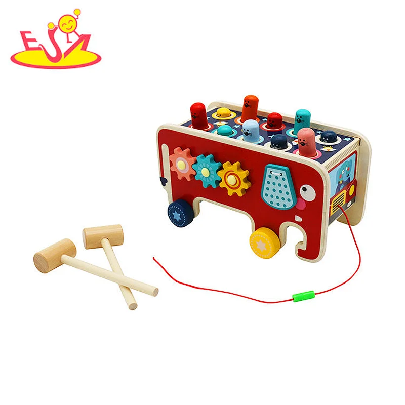 Good quality children pile bench beat intellectual development different color wooden toys W11G077