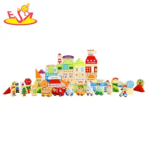 Hot Sale City Scene Wooden Stacking Toy Children Building Block Toys W13A200-X