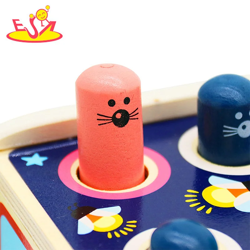 Good quality children pile bench beat intellectual development different color wooden toys W11G077