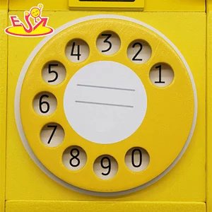 New creative role play toys yellow wooden turntable telephone toys for children W10D454