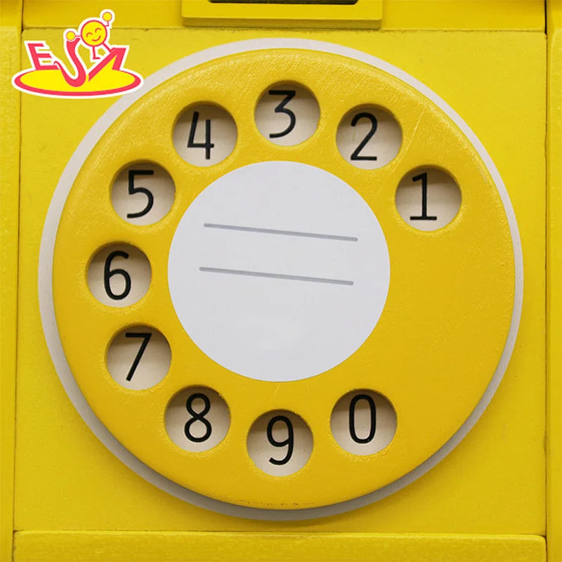 New creative role play toys yellow wooden turntable telephone toys for children W10D454