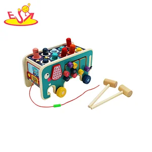 Good quality children pile bench beat intellectual development different color wooden toys W11G077