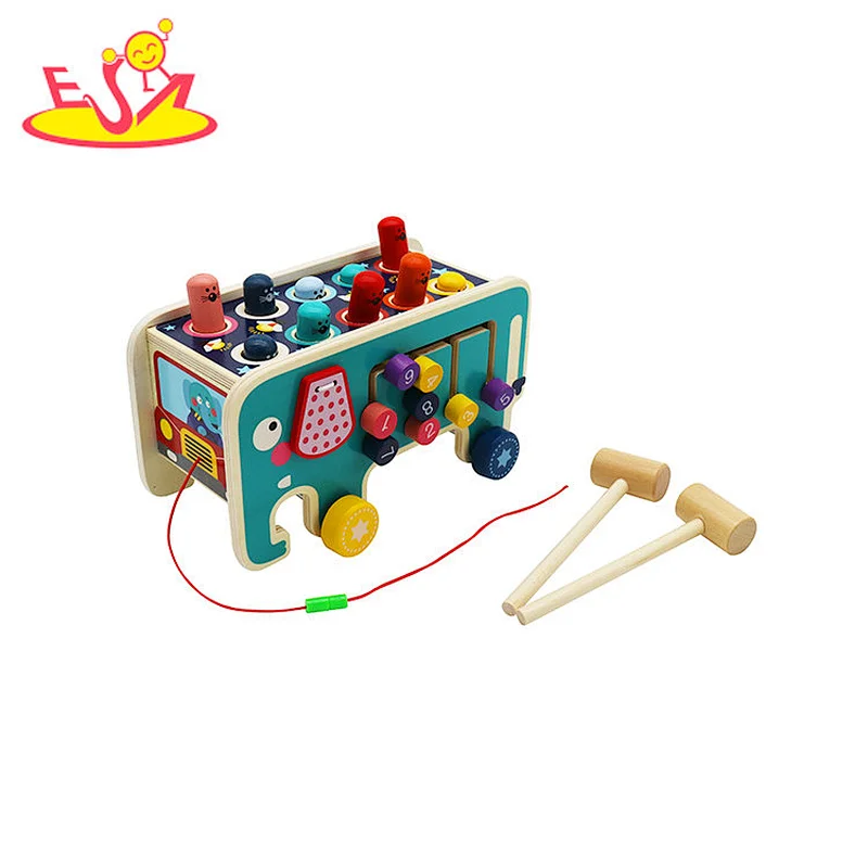 Good quality children pile bench beat intellectual development different color wooden toys W11G077