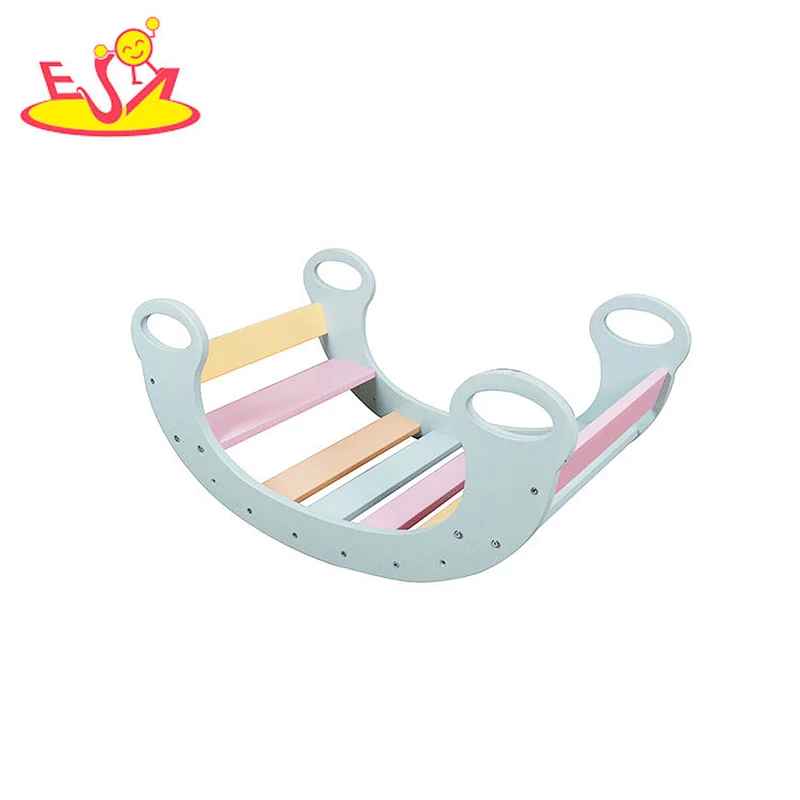 New creative climbing frame comfortable color wooden rocking board for kids W08K324