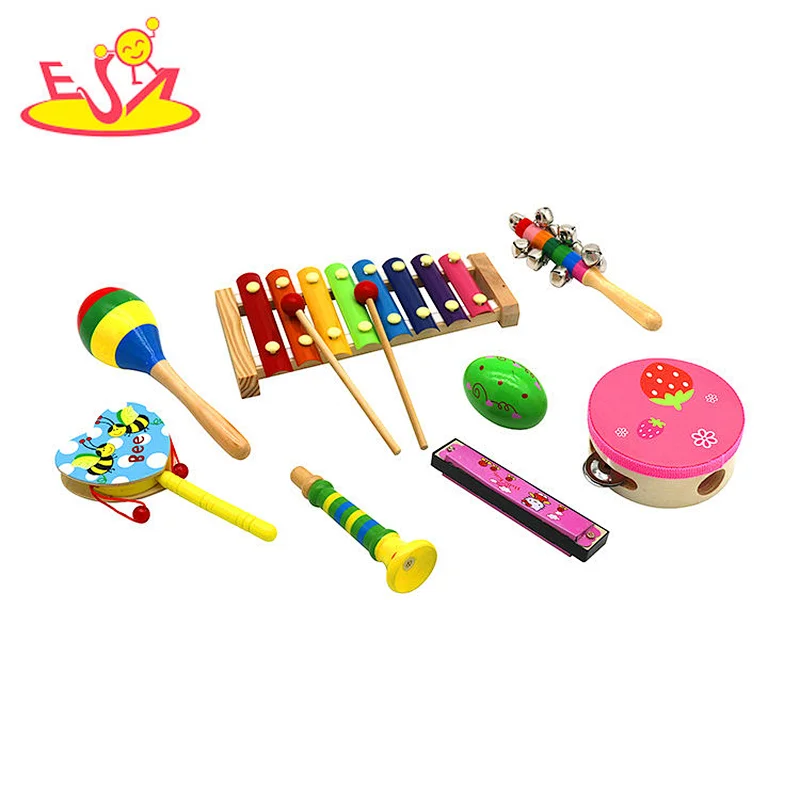Hot sale rainbow color early educational toy wooden music instrument suit toy for kids W07A209