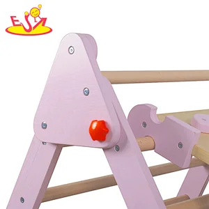 Factory direct sale indoor play set kids wooden climbing arch with slide W08K322