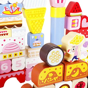 Preschool Learning Educational Toys Wooden Ice Cream Stacking Building Block Toy W13A261