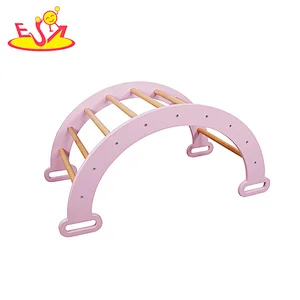 Factory direct sale indoor play set kids wooden climbing arch with slide W08K322
