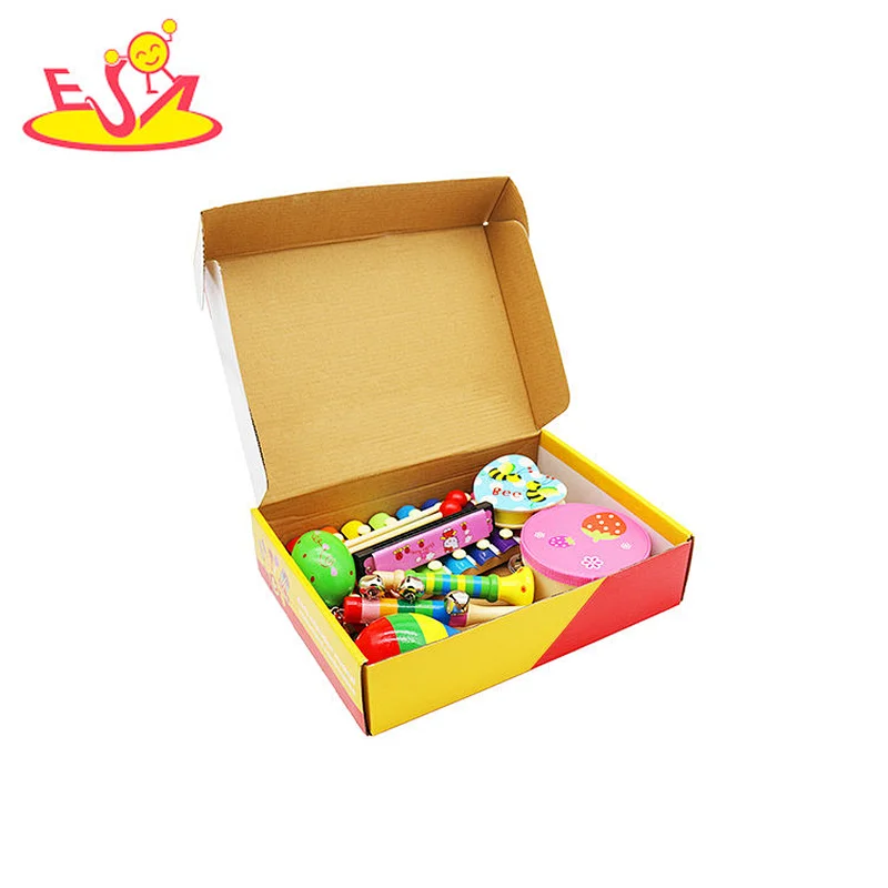 Hot sale rainbow color early educational toy wooden music instrument suit toy for kids W07A209