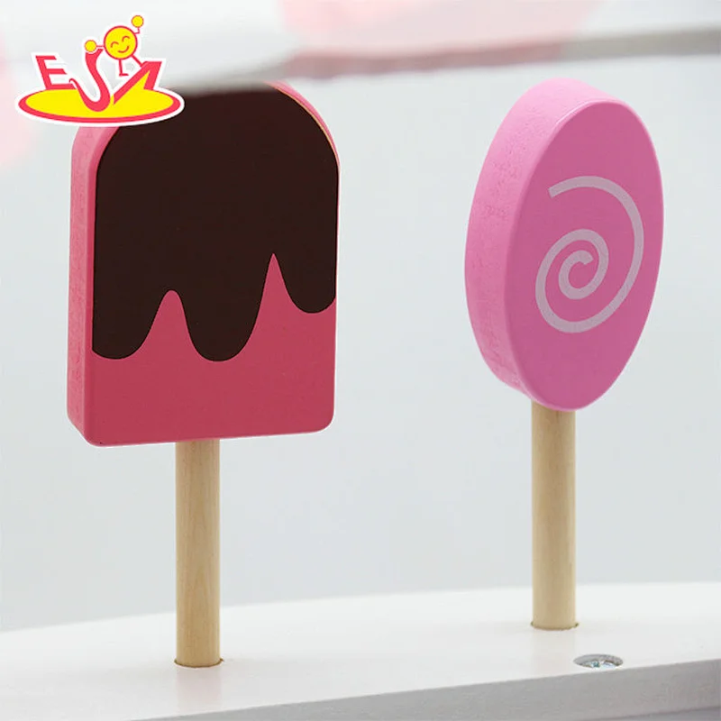 2019 Beliebteste Kinder Holz Eis Spielzeug Set mit Ständer W10A095