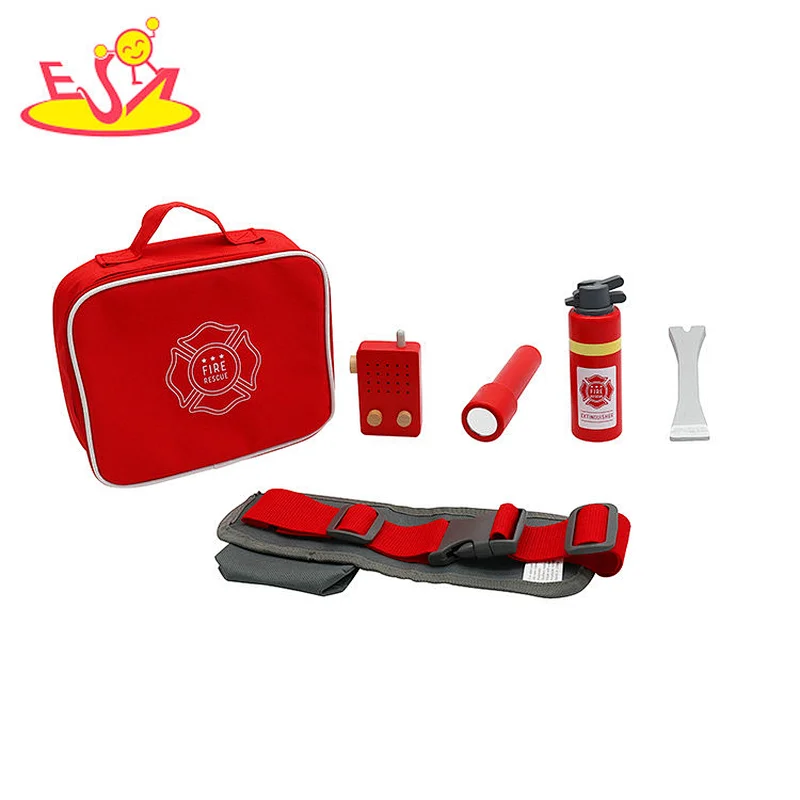 Early educational toy pretend play toy wooden fire alarm suit toy for kids W10D455