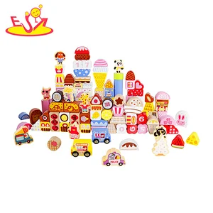 Preschool Learning Educational Toys Wooden Ice Cream Stacking Building Block Toy W13A261