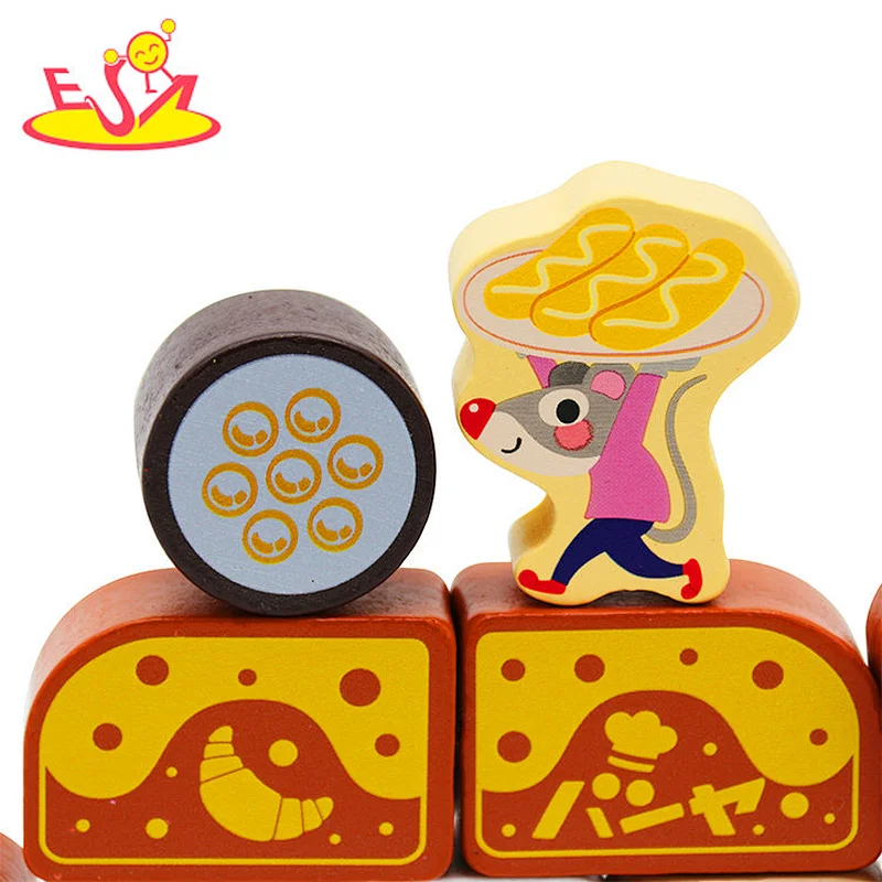 Preschool Learning Educational Toys Wooden Ice Cream Stacking Building Block Toy W13A261