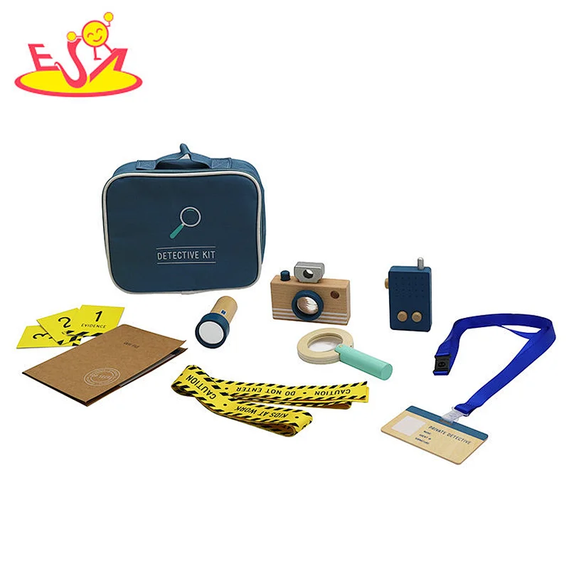 Hot sale role play toy children wooden detective suit toy W10D425