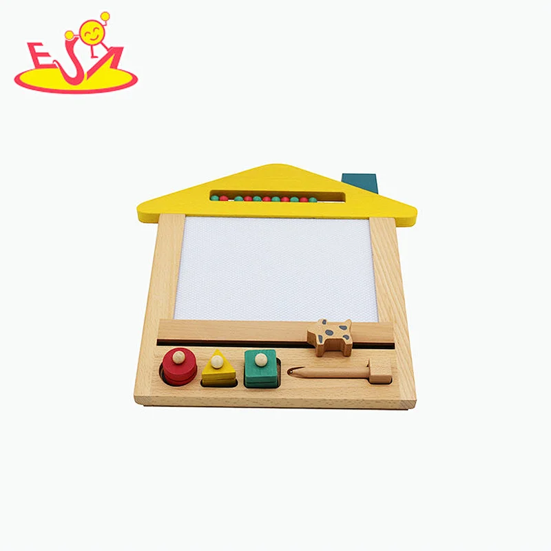Multifunctional House Shape Wooden Magnetic Drawing Board for Kids W12B215