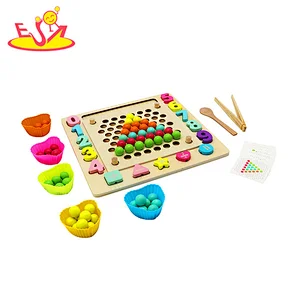 Early Educational Baby Hand Movement Training Color Wooden Beads Game Toy Fishing Game W12F129