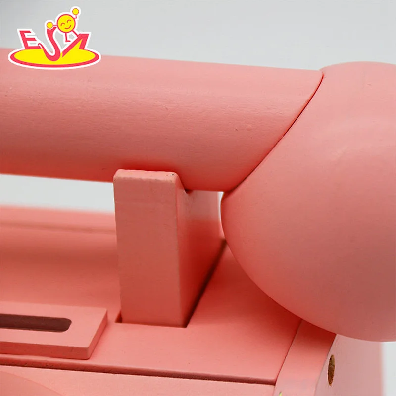 Kids Educational Toys Pretend Phone Call Toy Pink Color Wooden Telephone Set Toys W10D454B
