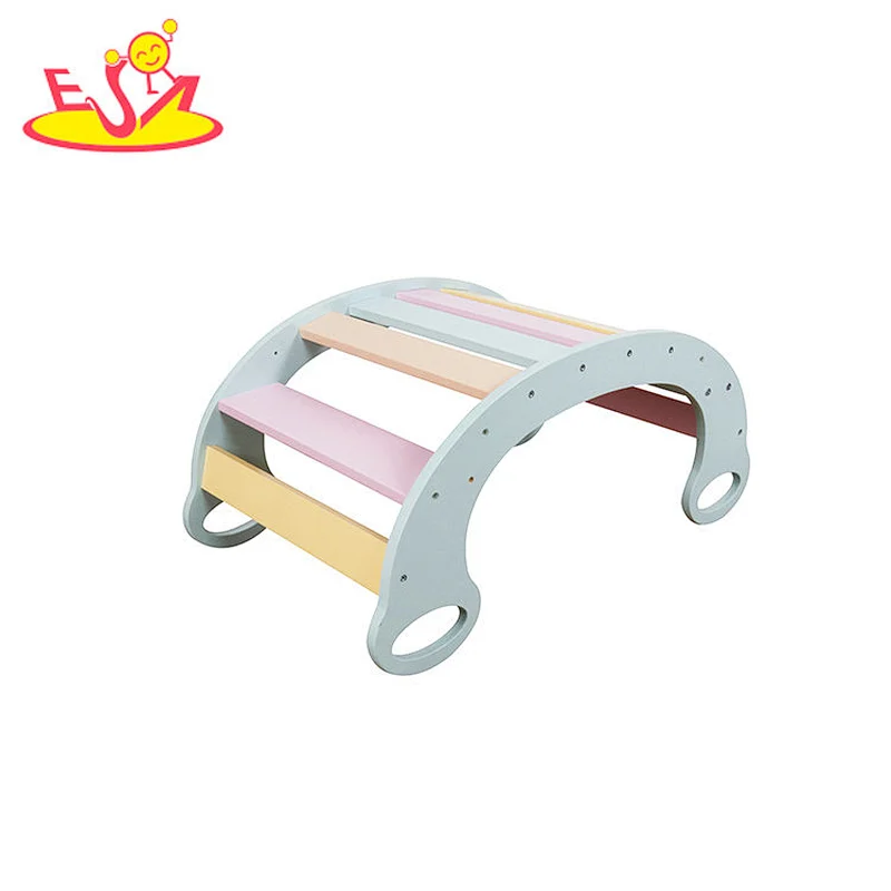 New creative climbing frame comfortable color wooden rocking board for kids W08K324