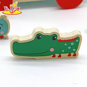Wholesale Early Education Wooden Baby Walking Animal Pulling Cart Toys For Toddlers W05C154
