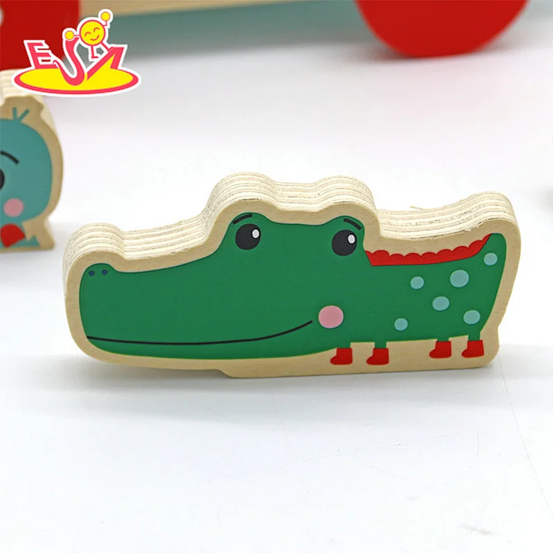 Wholesale Early Education Wooden Baby Walking Animal Pulling Cart Toys For Toddlers W05C154