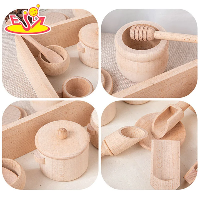 Мини-кухня семейные игрушки деревянные DIY сенсорные инструменты с коробкой для детей W10D504