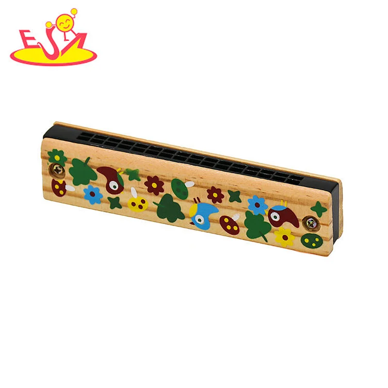 New cartoon style children musical instruments wooden harmonica toy W07E019